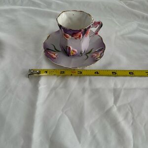 Floral Purple Teacup and Saucer Set